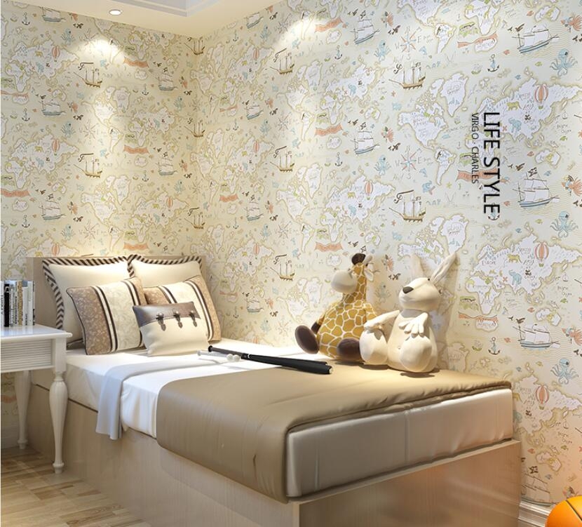 Nursery Beibehang Animal Map Wallpaper For Kids Room - Wall - HD Wallpaper 