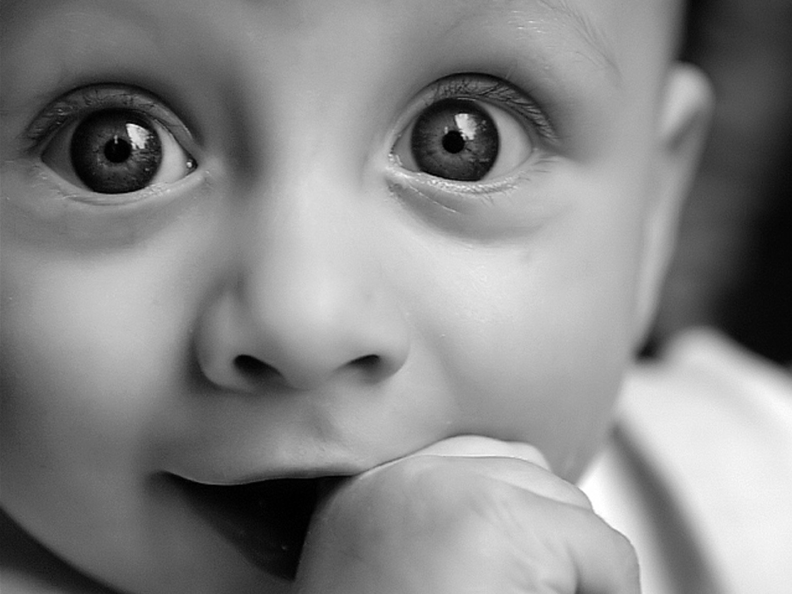 Baby Eyes Black And White - HD Wallpaper 