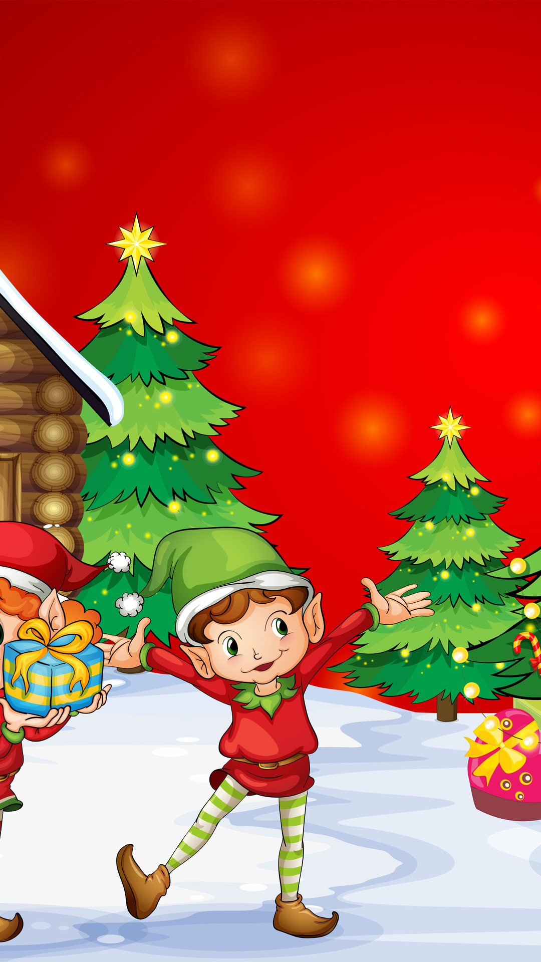 Boy, Children, Girl, House, Christmas Tree, , Gifts, - Happy Merry Christmas Shayari - HD Wallpaper 