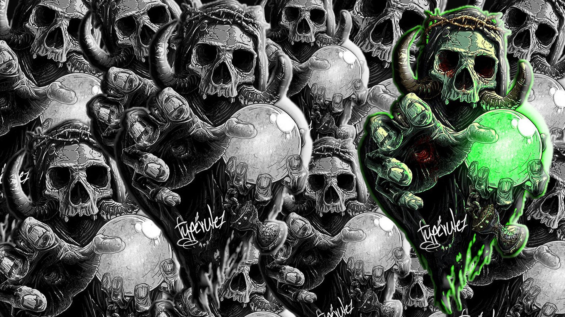 Skull Hands - HD Wallpaper 