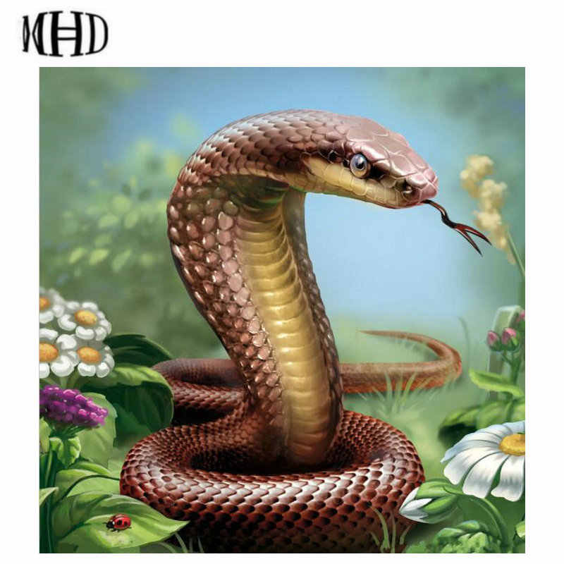 Mhd 3d Diamond Embroidered Snake Icon Full & Round - Cobra Snake Painting - HD Wallpaper 