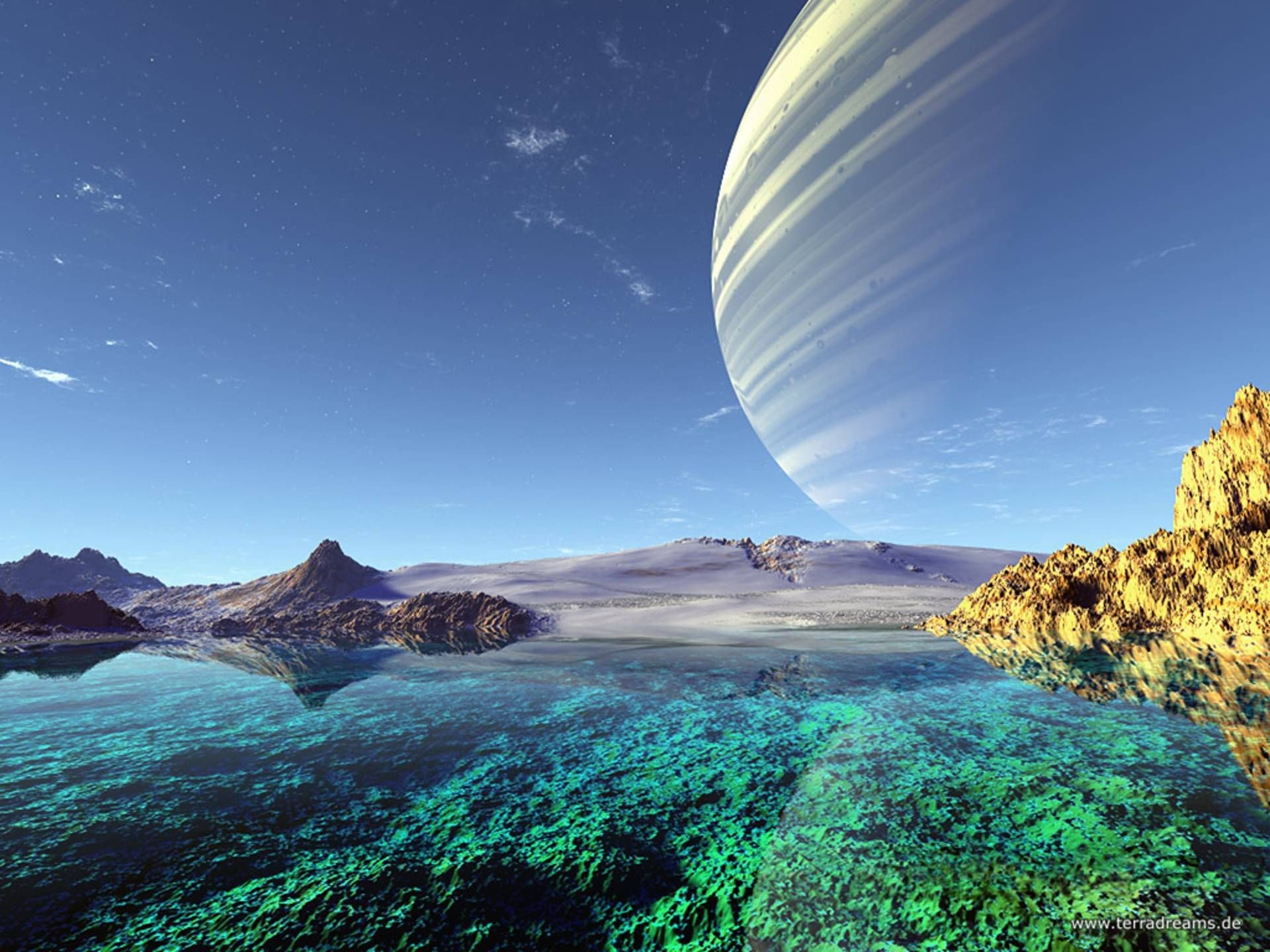 Computer Wallpaper Desktop Background Hd Free Download - Water Planet Landscape - HD Wallpaper 