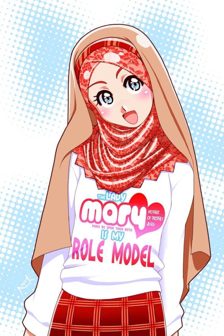 Muslim Manga Girl - HD Wallpaper 