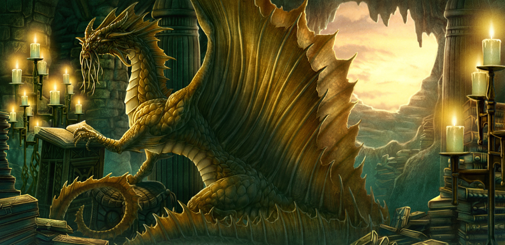 Gold Dragon Fantasy Art - HD Wallpaper 