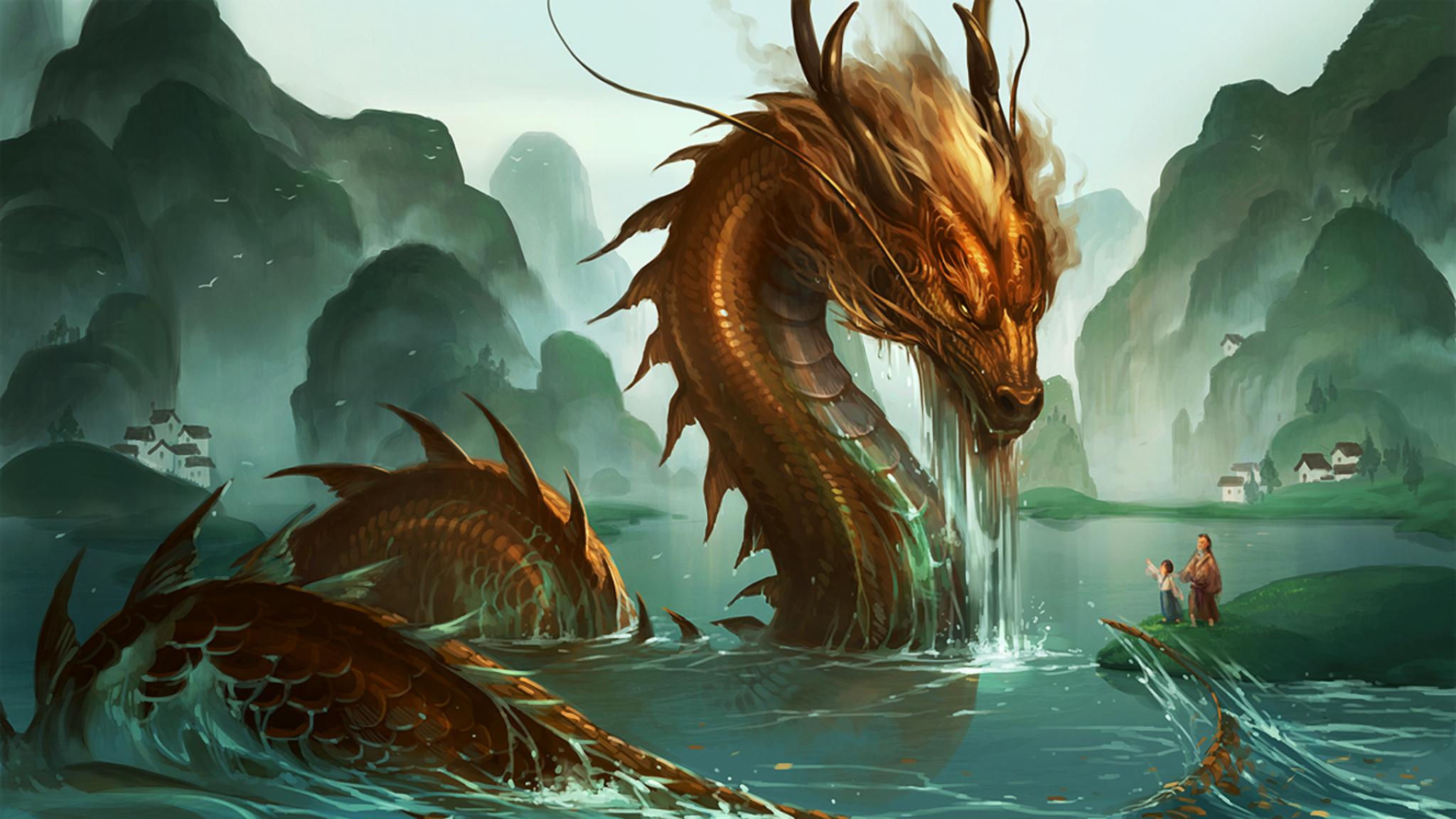 Golden Dragon Wallpaper 2048x1152 Wallpaper teahub.io