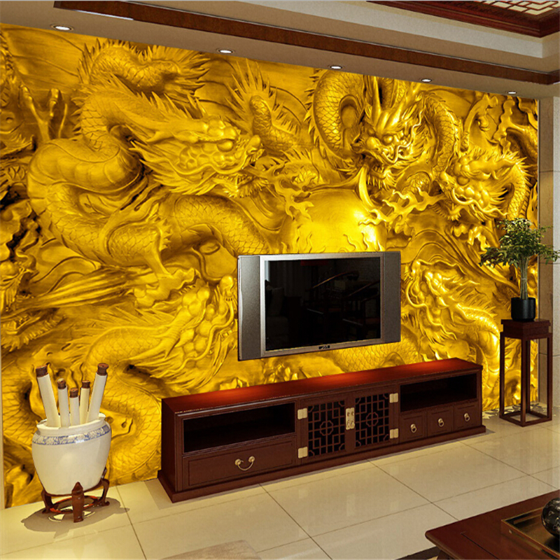 Golden Dragon Wallpaper Mural - HD Wallpaper 