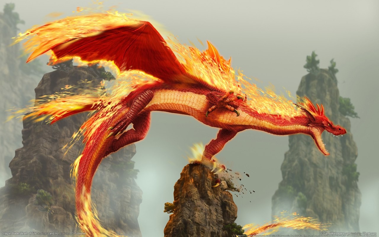 Red Fire Dragon - HD Wallpaper 