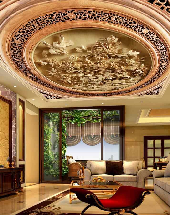 Modern 3d Photo Wallpaper Golden Dragon Orb Wall Papers - Galaxy Wallpaper On Ceiling - HD Wallpaper 