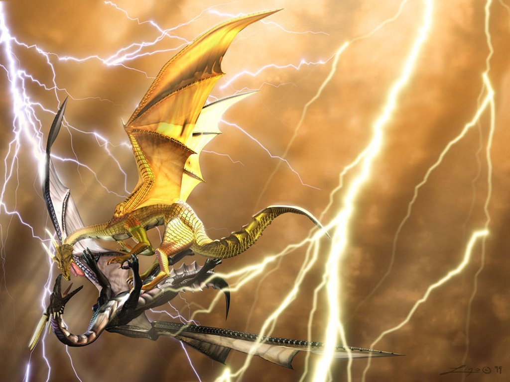 Lightning Dragons - HD Wallpaper 