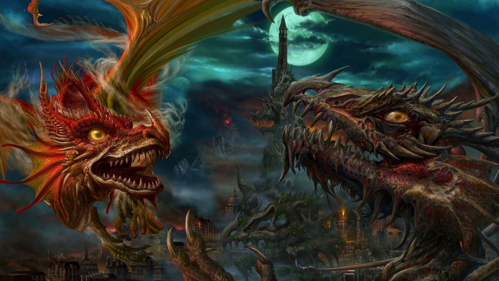 Awesome Dragon Fight - Dragon - HD Wallpaper 