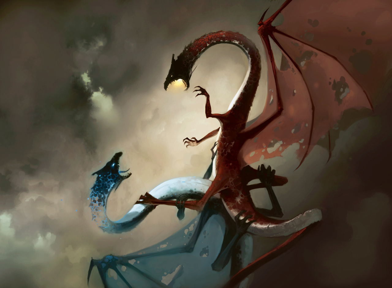 Api And Ice Naga - Good And Bad Dragons - HD Wallpaper 