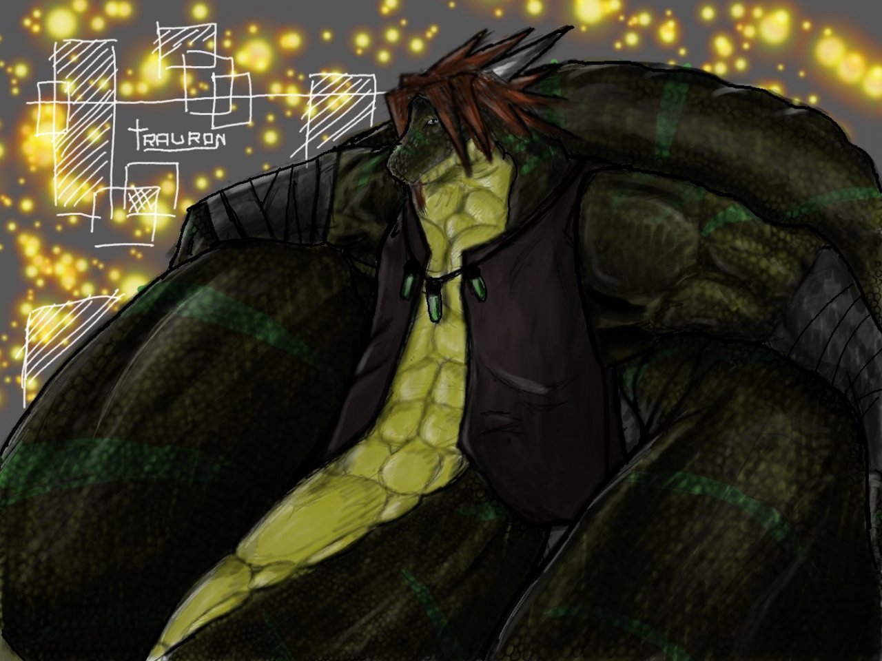 Lounging Naga - Illustration - HD Wallpaper 