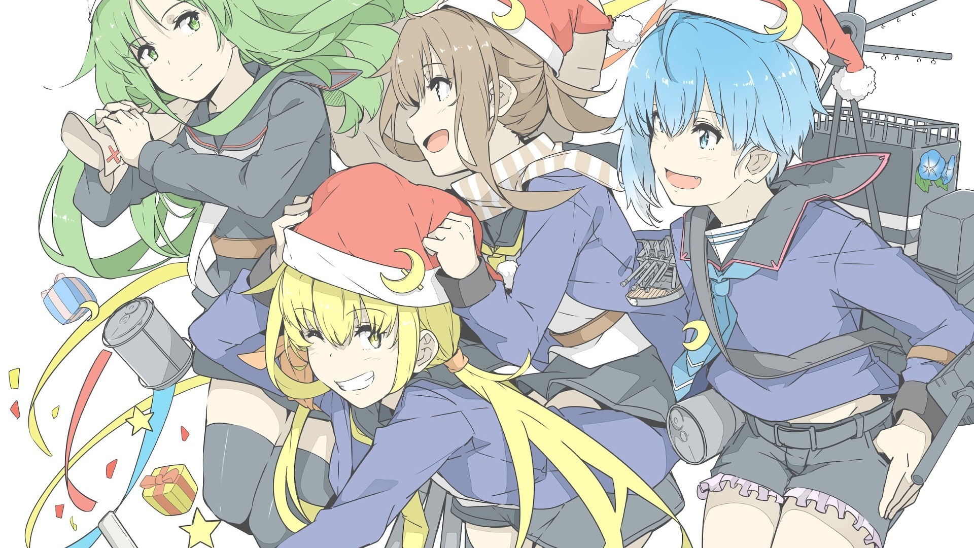Fumizuki, Minazuki, Nagatsuki, Satsuki, Kancolle, Anime - Christmas Kantai Collection - HD Wallpaper 