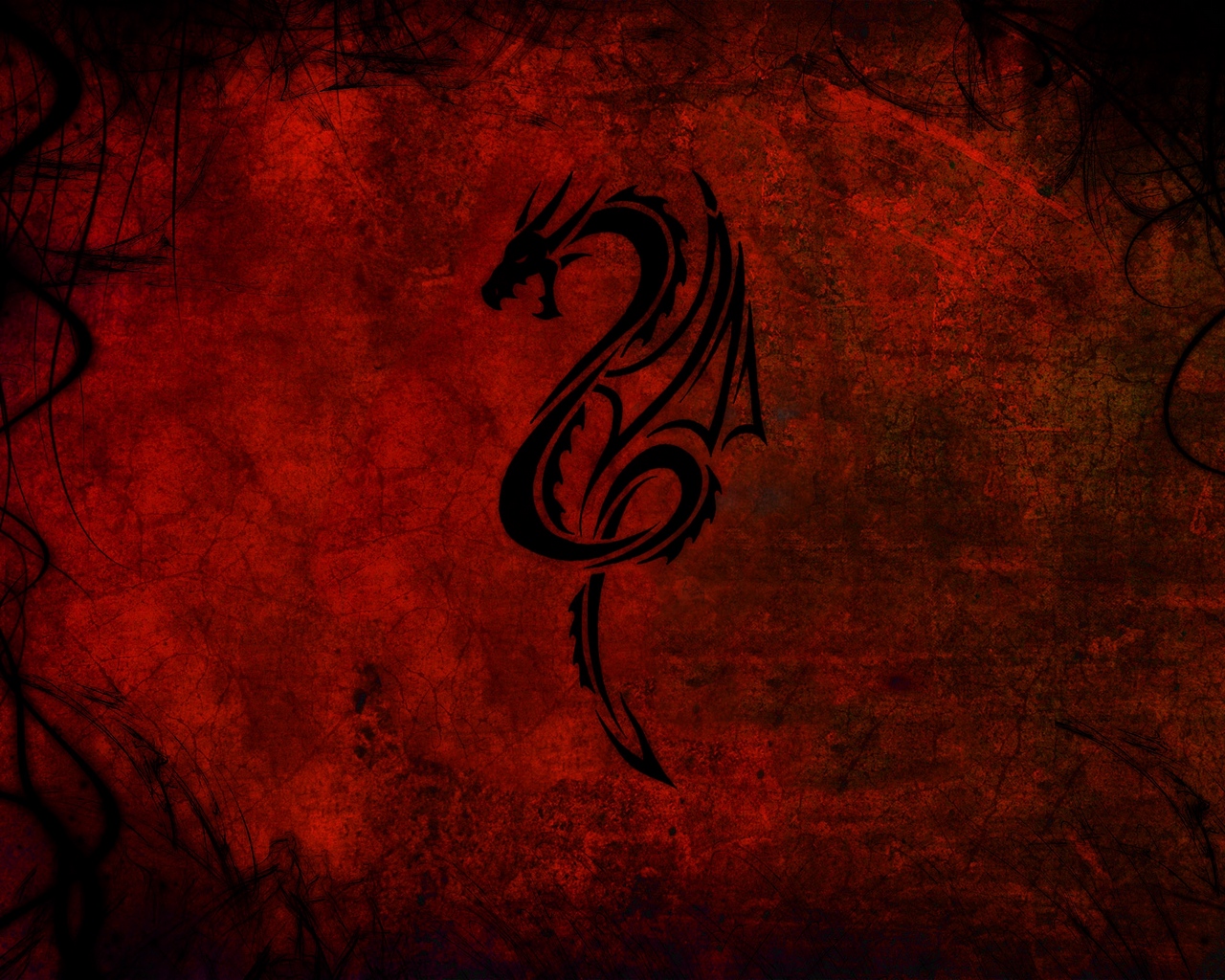 Wallpaper Dragon, Pattern, Red, Black - Hd Wallpaper 1280x1024 Red - HD Wallpaper 