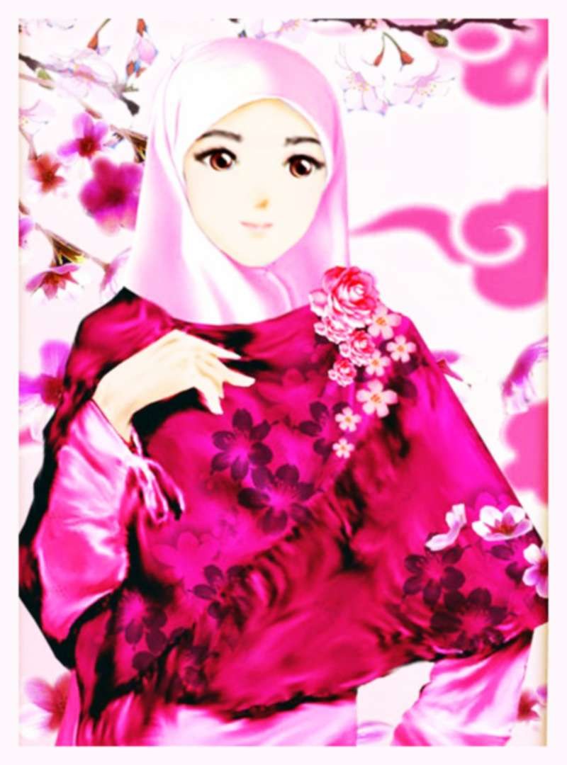 Wallpaper kartun muslimah berjilbab