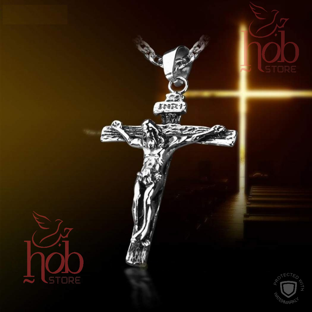 Kalung Rantai Liontin Necklace Jesus Cross Pendant - Crucifix - HD Wallpaper 