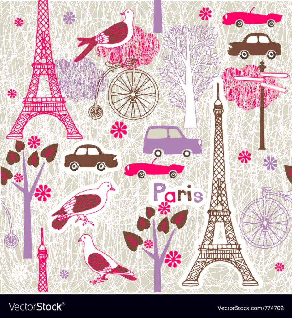 Paris Vintage Wallpaper Royalty Free Vector Image - Vintage Paris - HD Wallpaper 