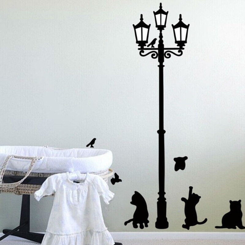 Ancient Lamp Cats And Birds Wall Sticker Wall Mural - HD Wallpaper 