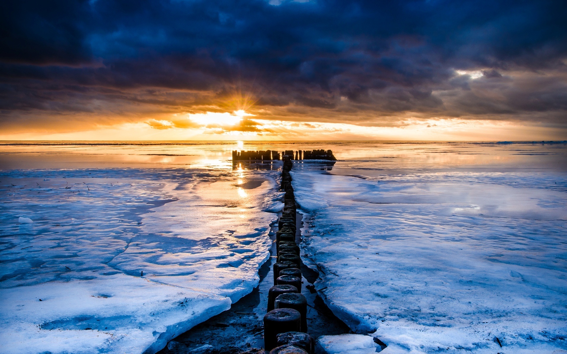 Wallpaper Sea, Winter, Ice, Sunset, Horizon - High Resolution Cool Desktop Backgrounds - HD Wallpaper 