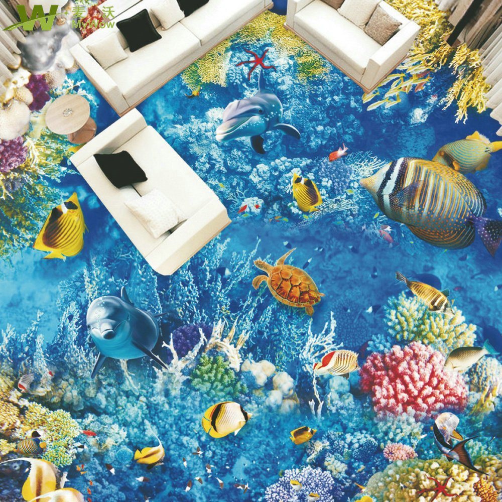 Waterproof Bathroom Wallpaper 3d Floor With Back Sticker - Fondo De Peces Para Piso - HD Wallpaper 