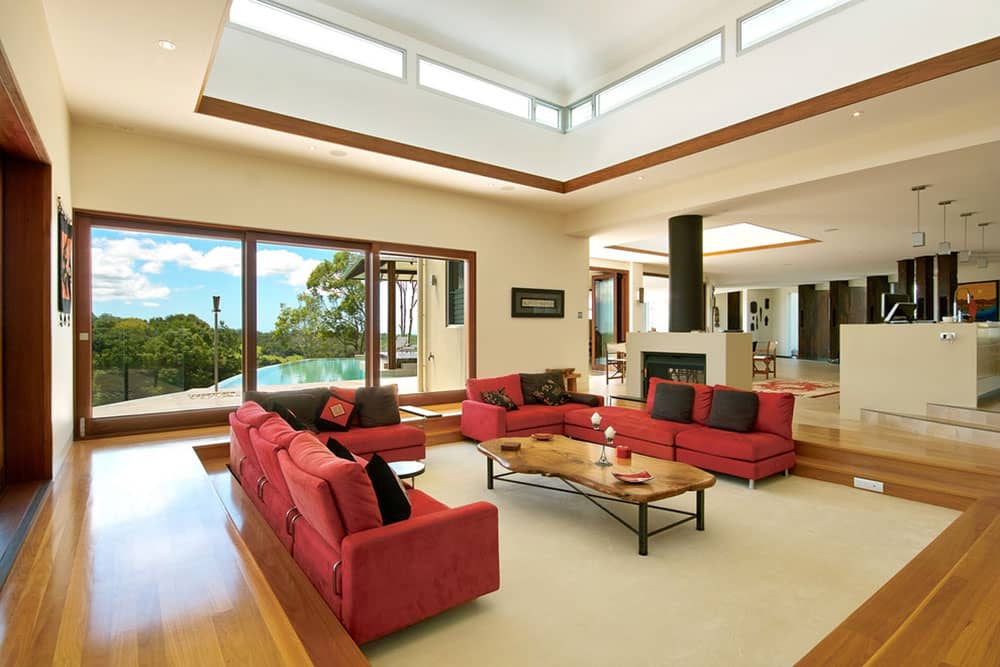 Sunken Living Room Design Ideas - Open Concept Sunken Living Room - HD Wallpaper 