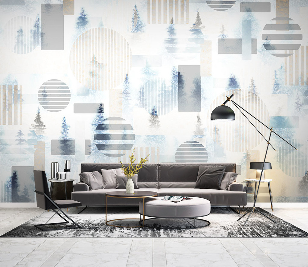 Wall Mural White, Living Room And Room - Papel Mural Con Diseño - HD Wallpaper 
