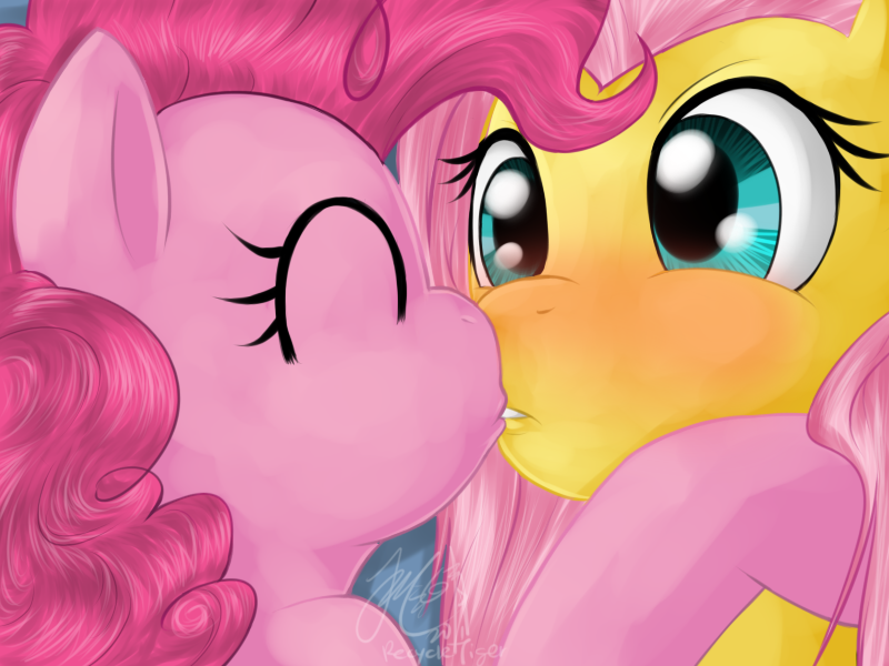 Fs X Pp - Mlp Pinkie Pie X Fluttershy Kiss - HD Wallpaper 