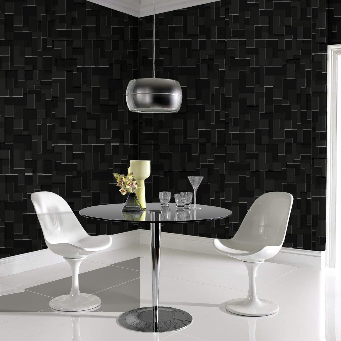 Black Wallpaper In Living Room - HD Wallpaper 