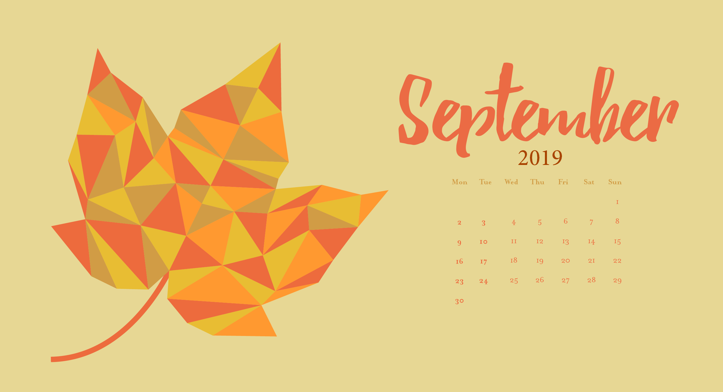 Latest September 2019 Calendar Wallpaper - September 2018 Calendar Wallpaper Desktop - HD Wallpaper 