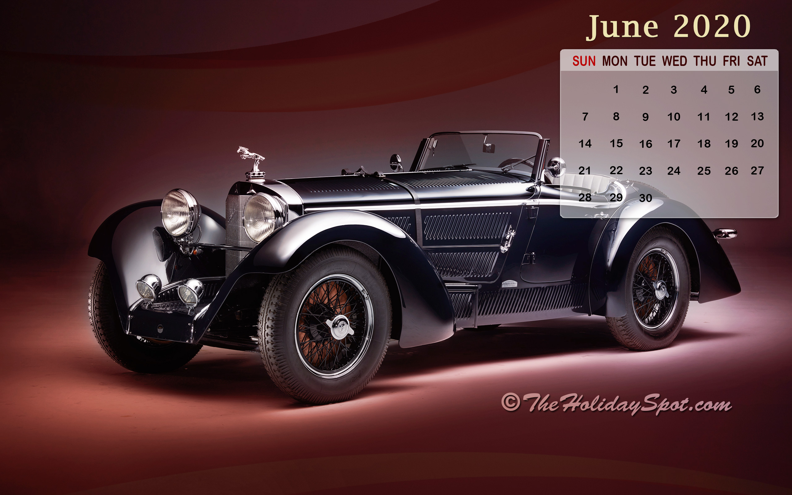 Beautiful Vintage Car Wallpaper With Calendar For The - Mercedes Ssk Erdmann And Rossi - HD Wallpaper 