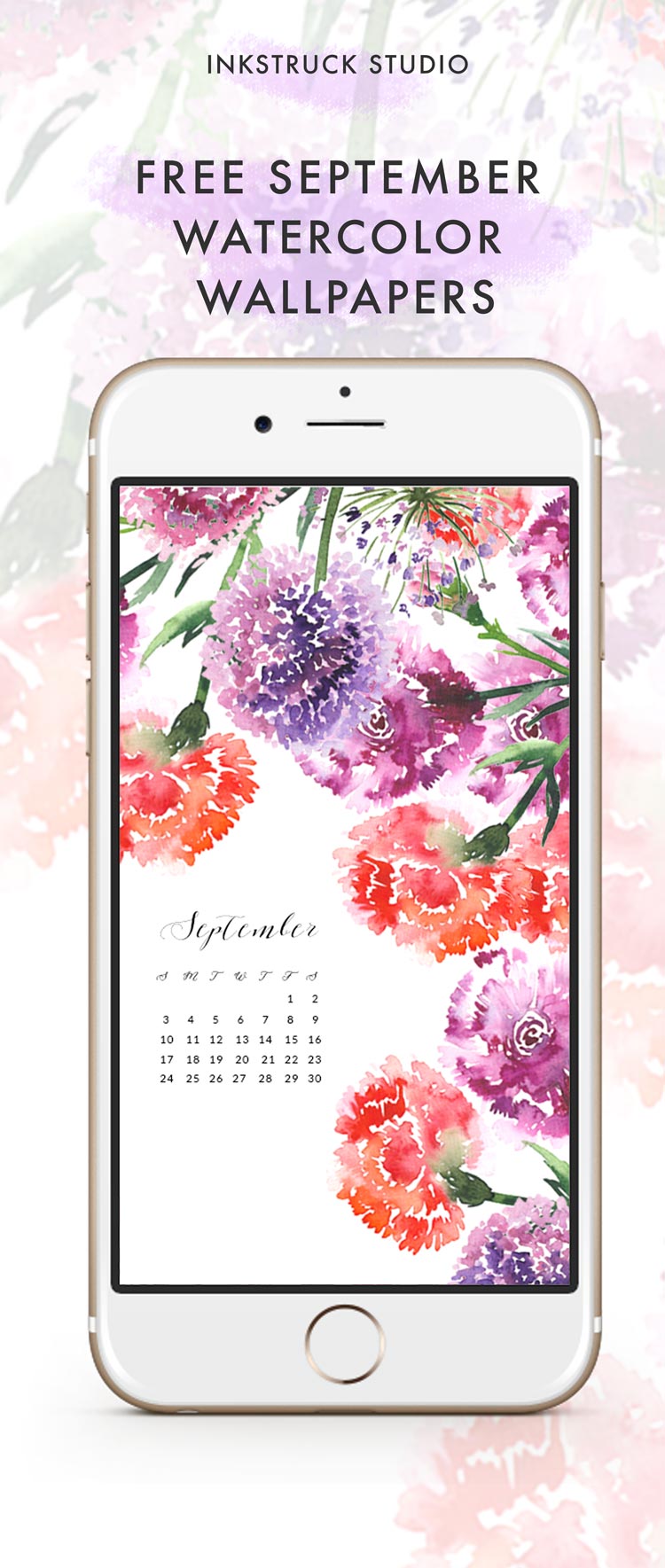 Free September Watercolor Wallpapers - Iphone - 750x1769 Wallpaper