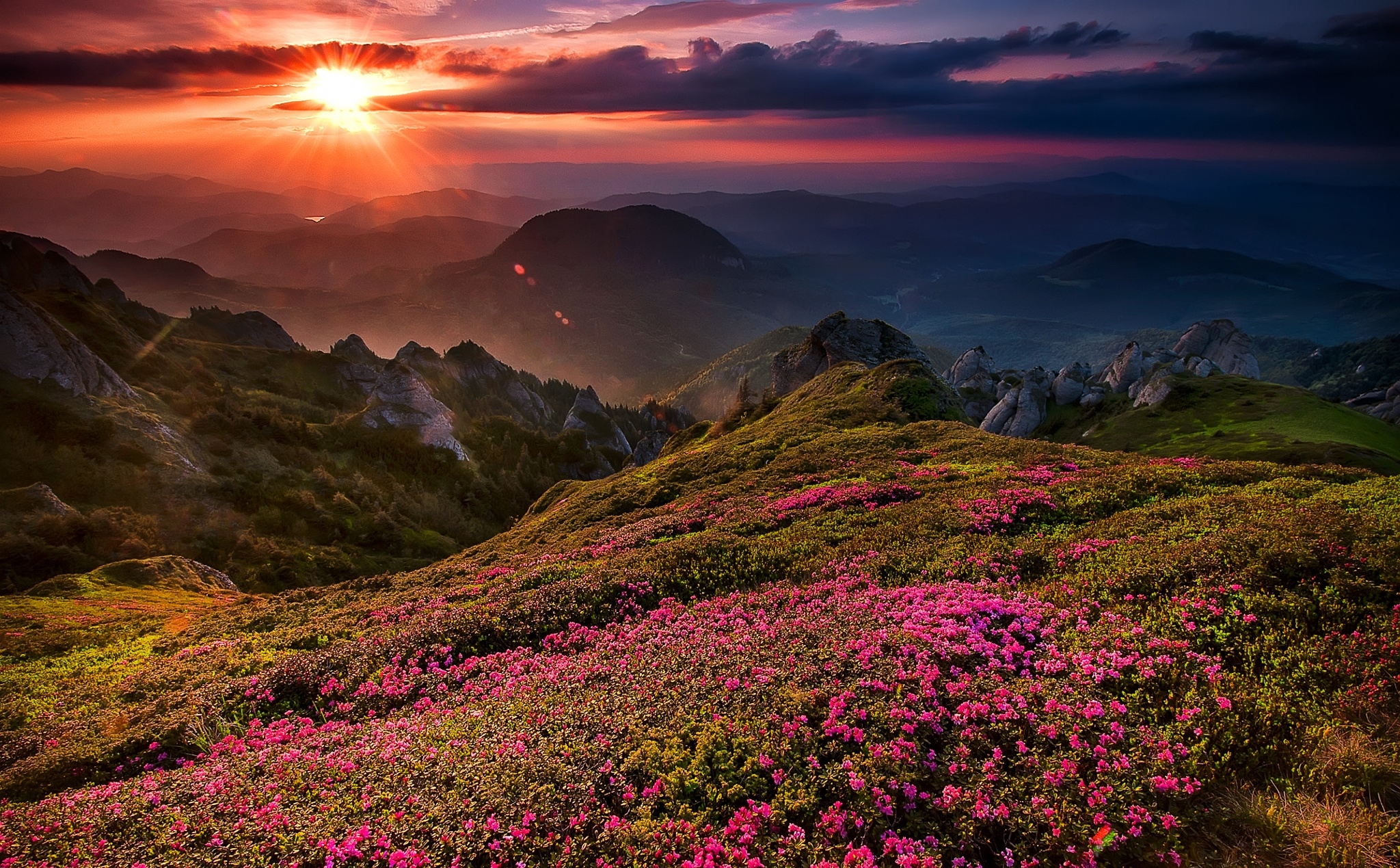 Wallpaper - Beautiful Mountain View Sunset - HD Wallpaper 