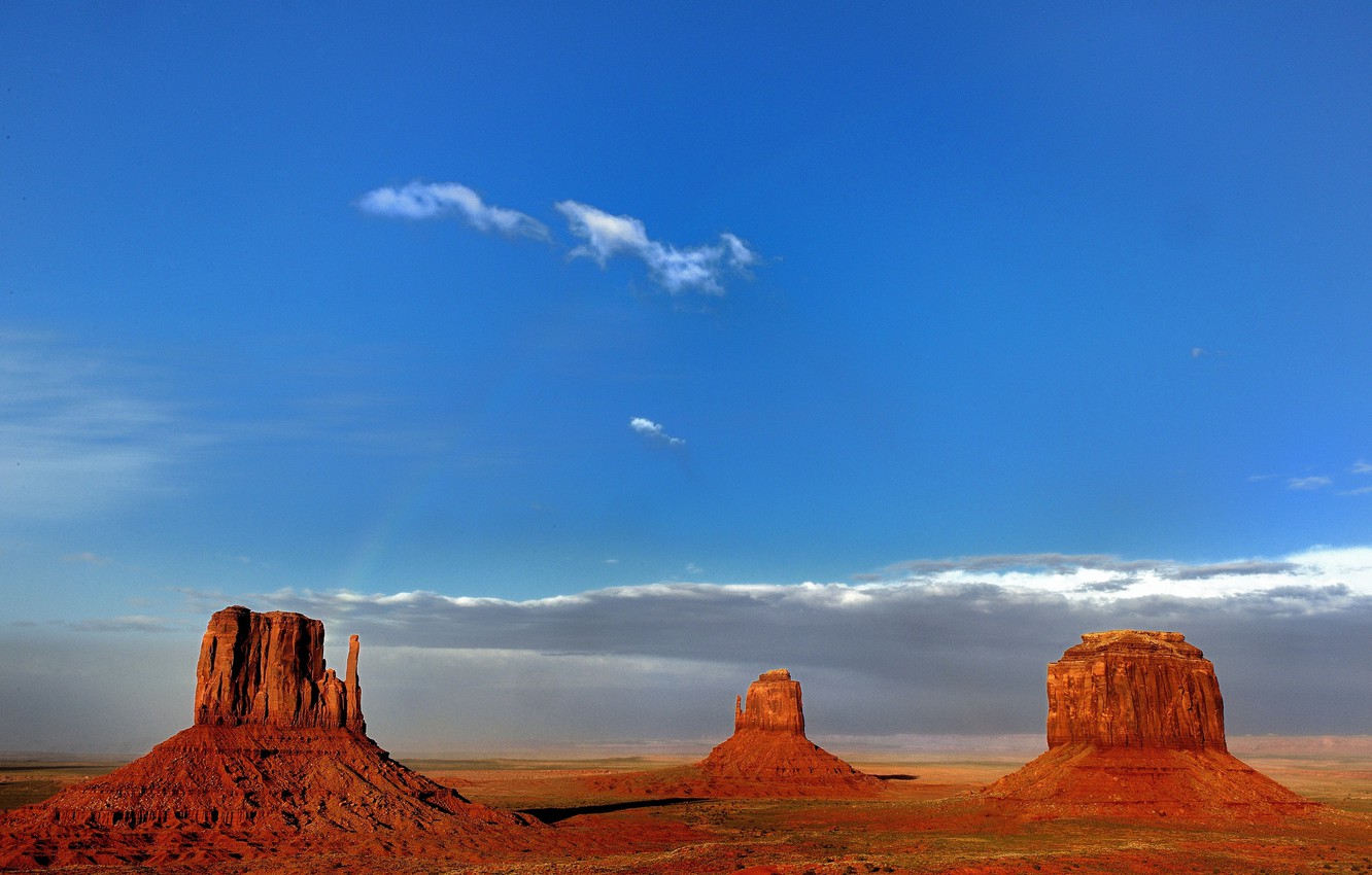 Photo Wallpaper The Sky, Clouds, Mountains, Rocks, - Monument Valley - HD Wallpaper 