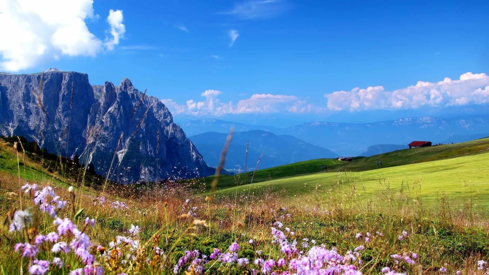 Mountains, Meadows, Flowers, Valley, The Sky, Spring - Tapety Na Plochu Jaro - HD Wallpaper 