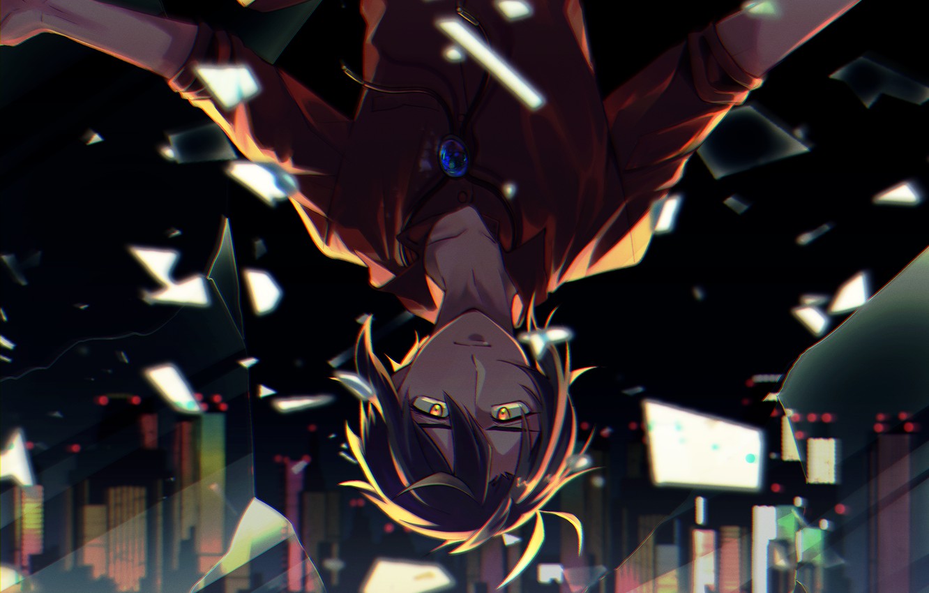 Photo Wallpaper Night, The City, Guy, Falls, Shards - HD Wallpaper 