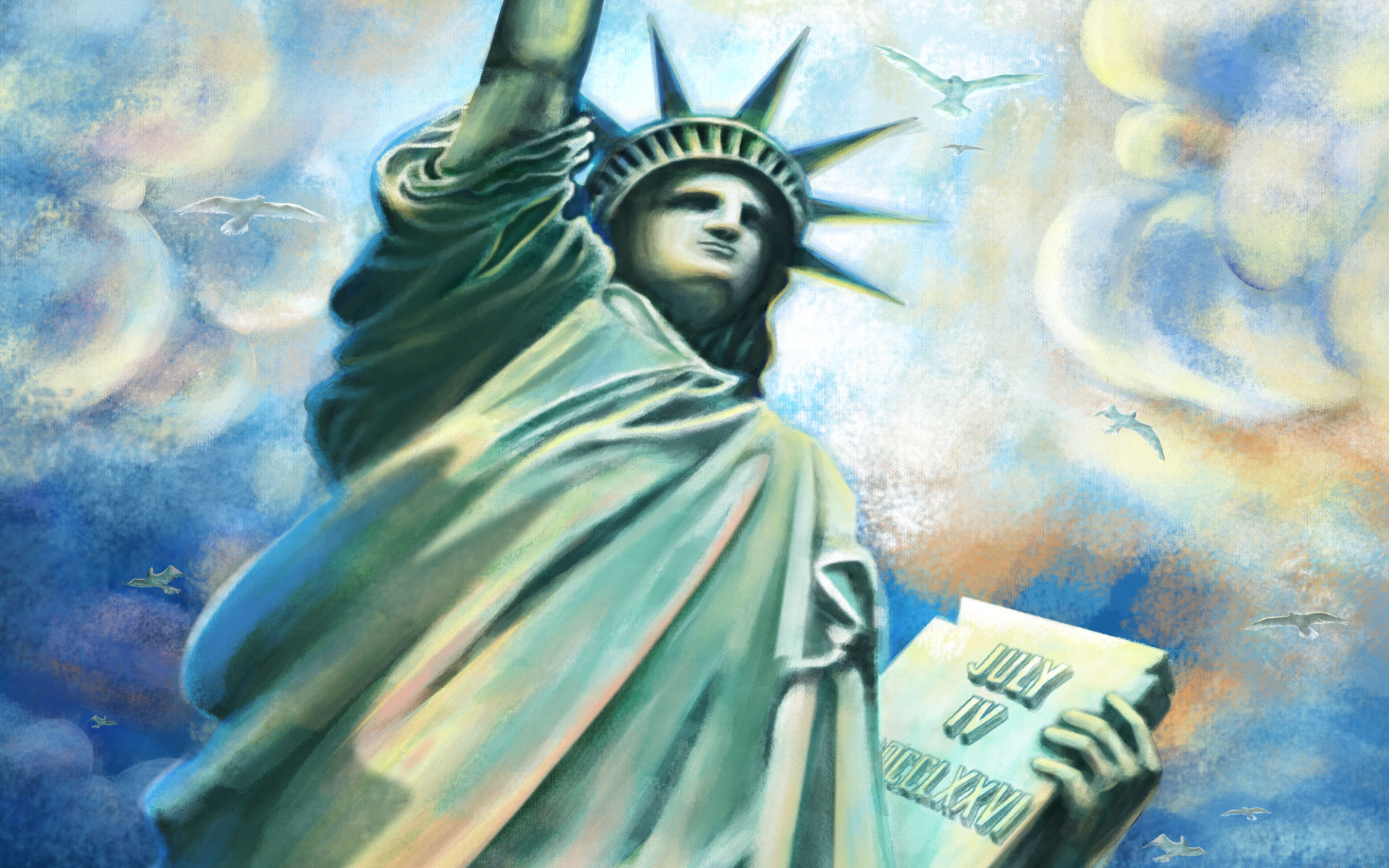 Independence Hari - Statue Of Liberty Comic - HD Wallpaper 