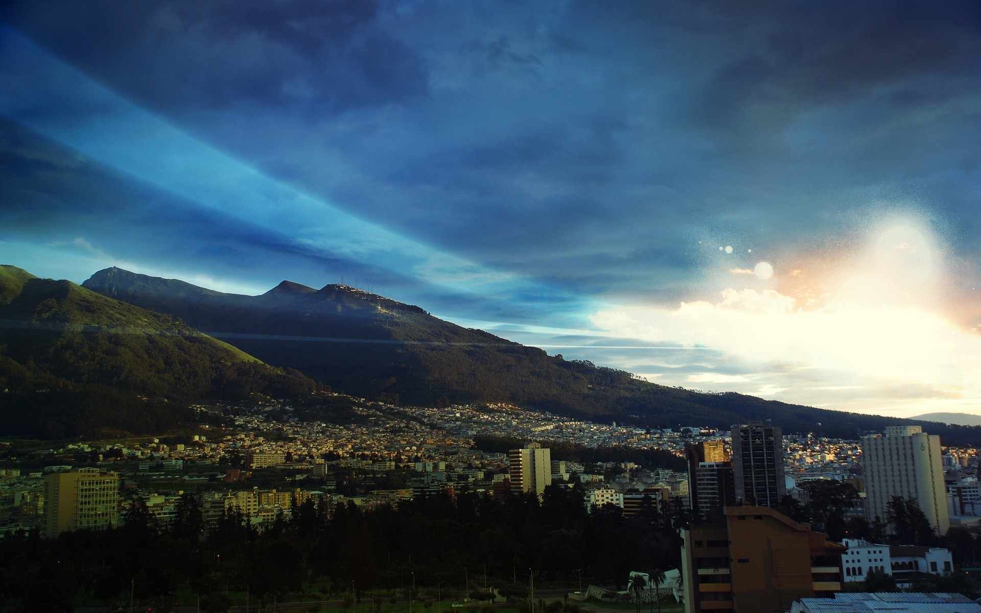 Other City Travel City Sky Sunset Mountain Landscape - Best Desktop Customization - HD Wallpaper 