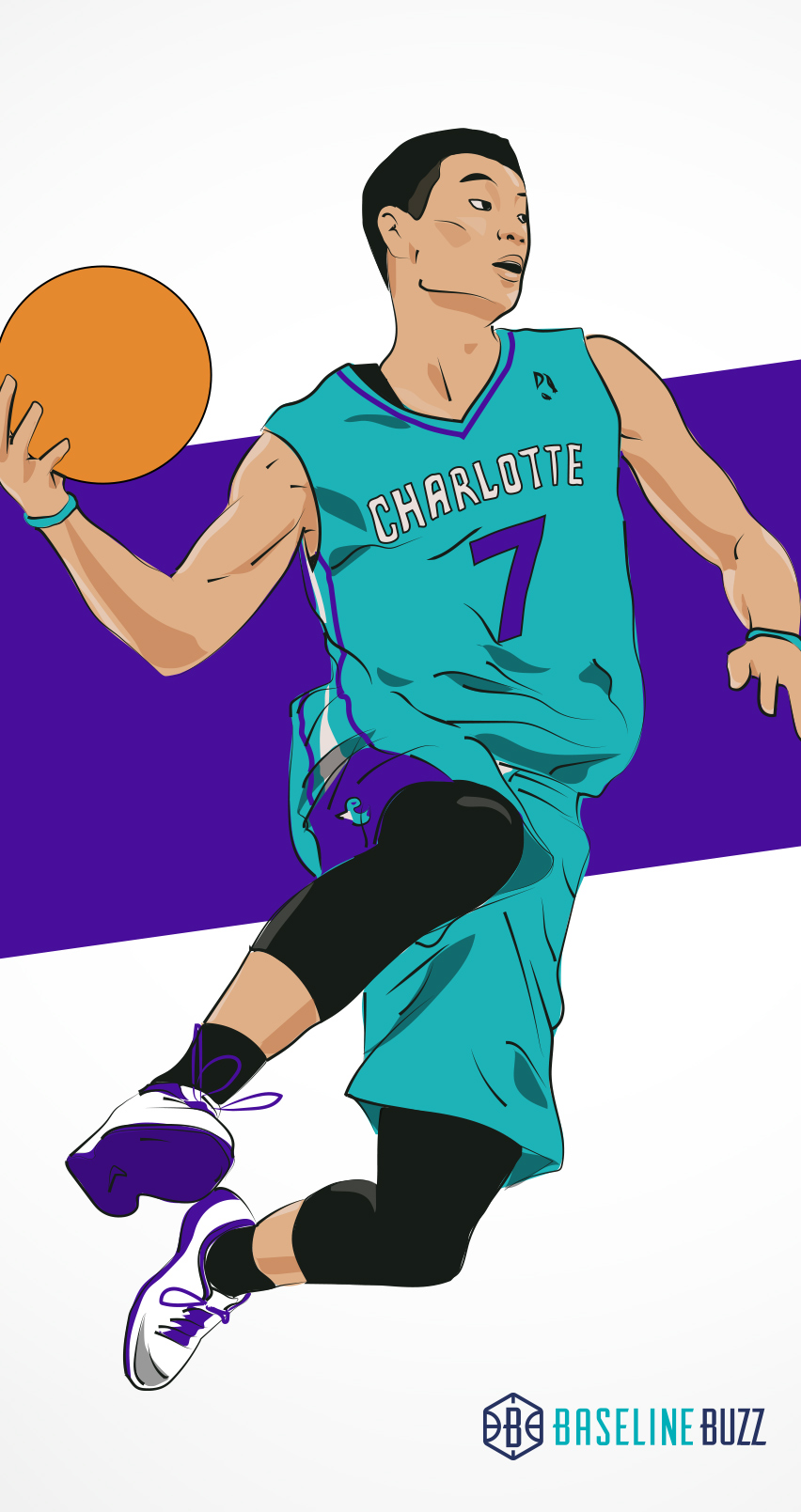 Jeremy Lin - Charlotte Hornets - Dribble Basketball - HD Wallpaper 