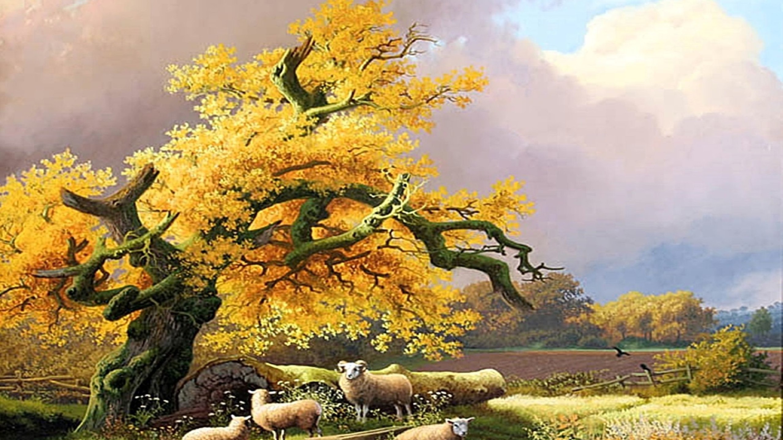 Nature Scene Painting Hd - HD Wallpaper 