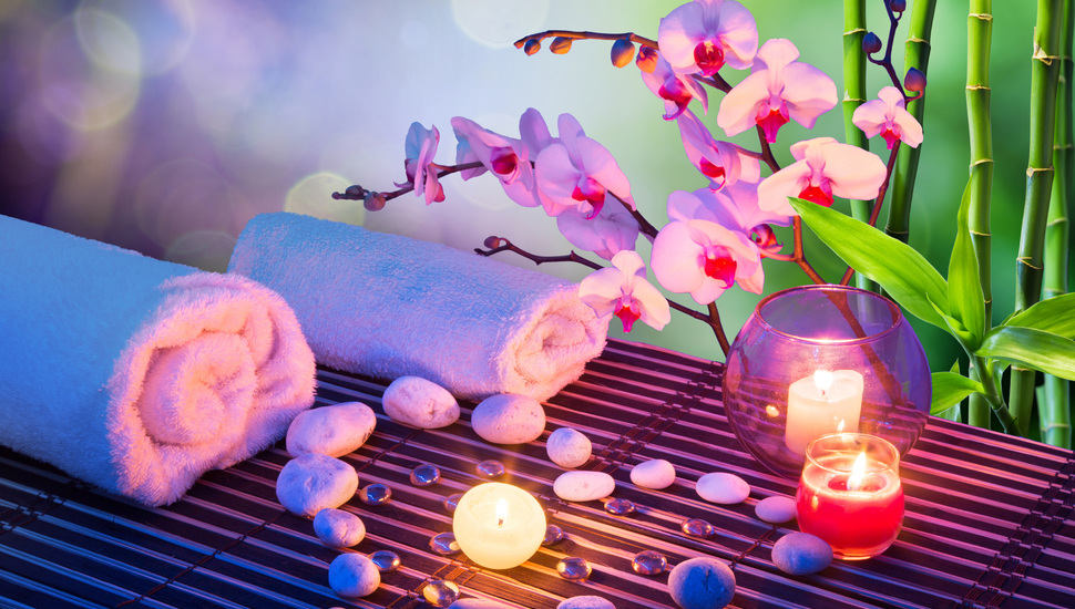 Orchid, Bamboo, Stones, Towel, Flower, Spa, Candle - Feng Shui - HD Wallpaper 