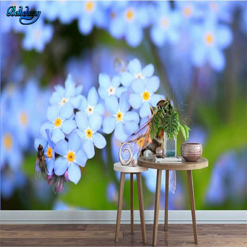 Bee On Blue Flower - HD Wallpaper 