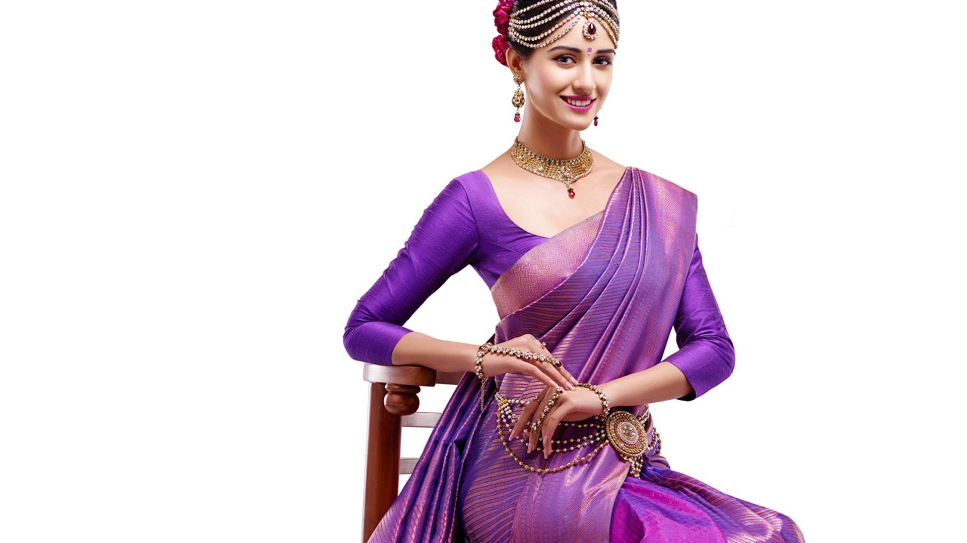 Kanjeevaram Purple Wedding Saree - HD Wallpaper 