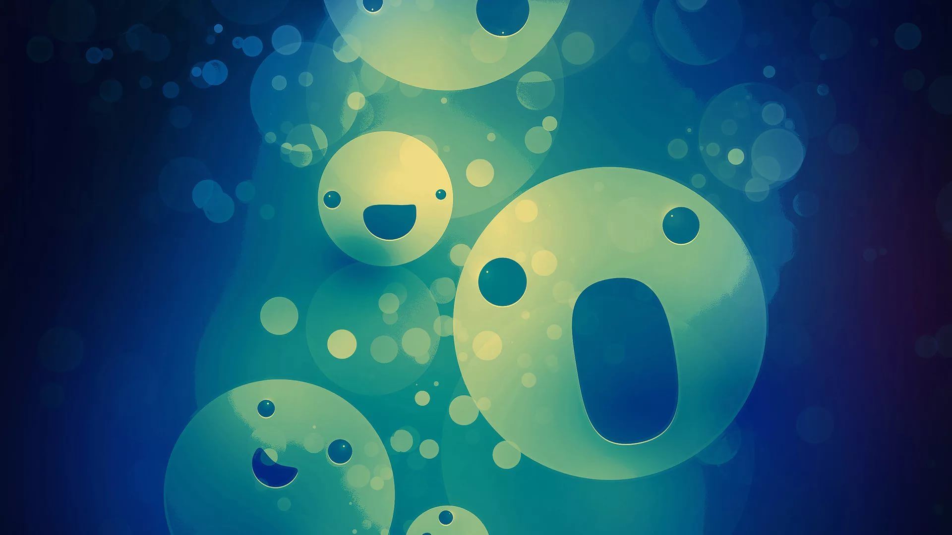 Cute Emoji Wallpaper Theme - Blue Smiley Face - HD Wallpaper 