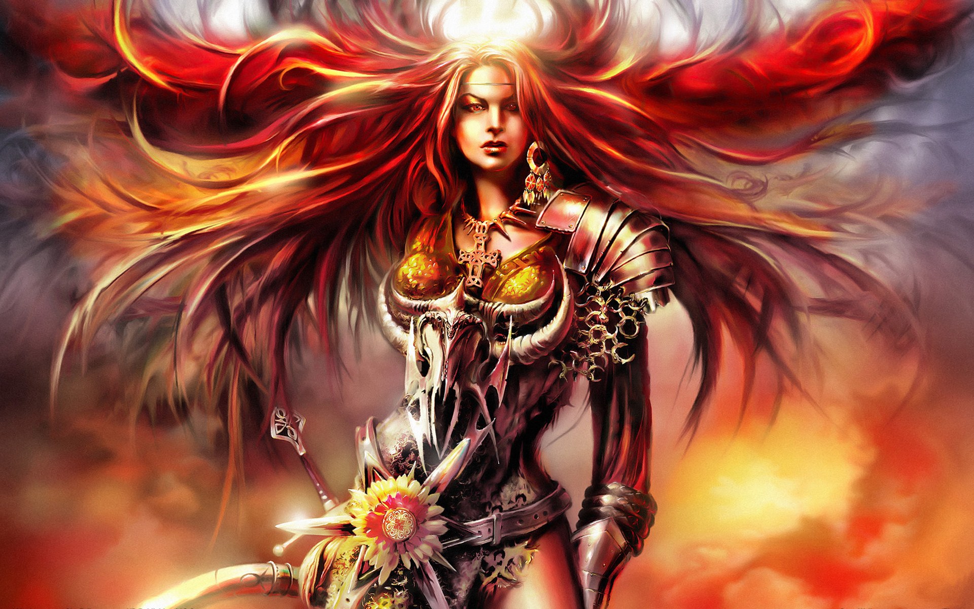 Warrior Woman Red Hair - HD Wallpaper 
