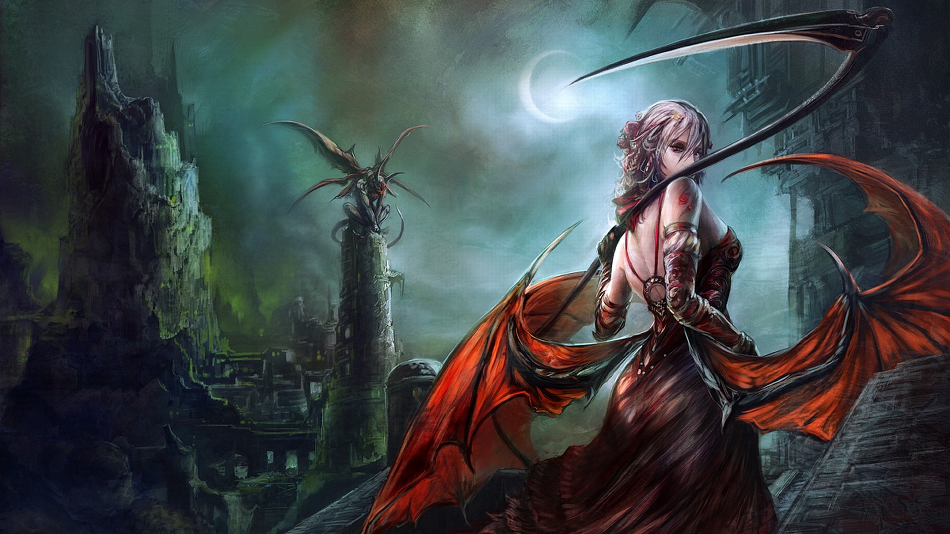 Big Dark Female Warrior Art - Fantasy Art Female Demon - HD Wallpaper 