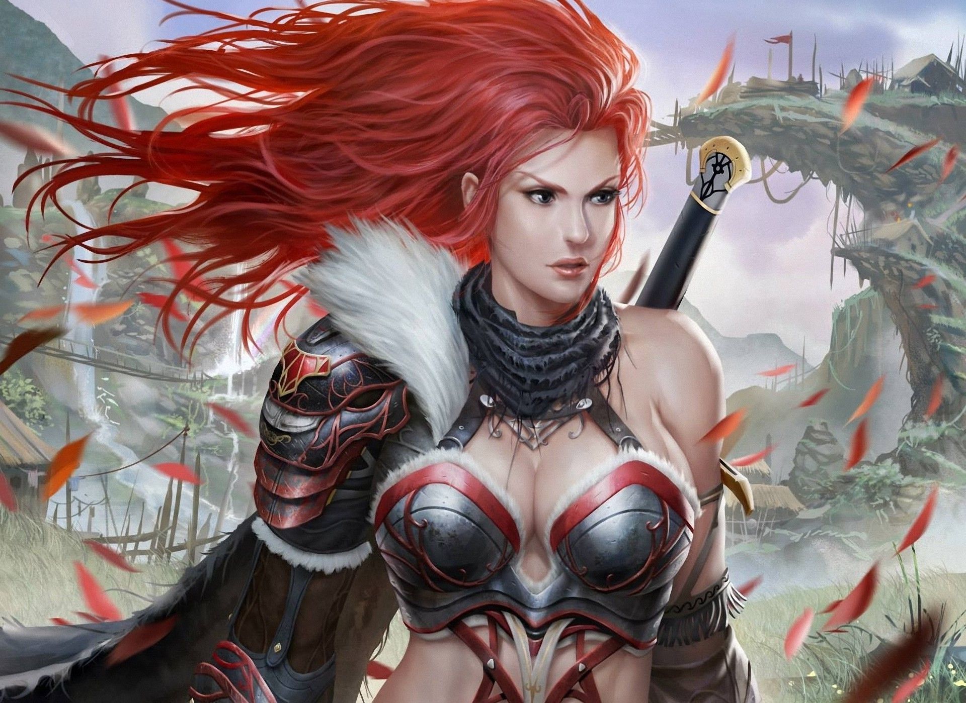 Red Headed Female Warrior - HD Wallpaper 