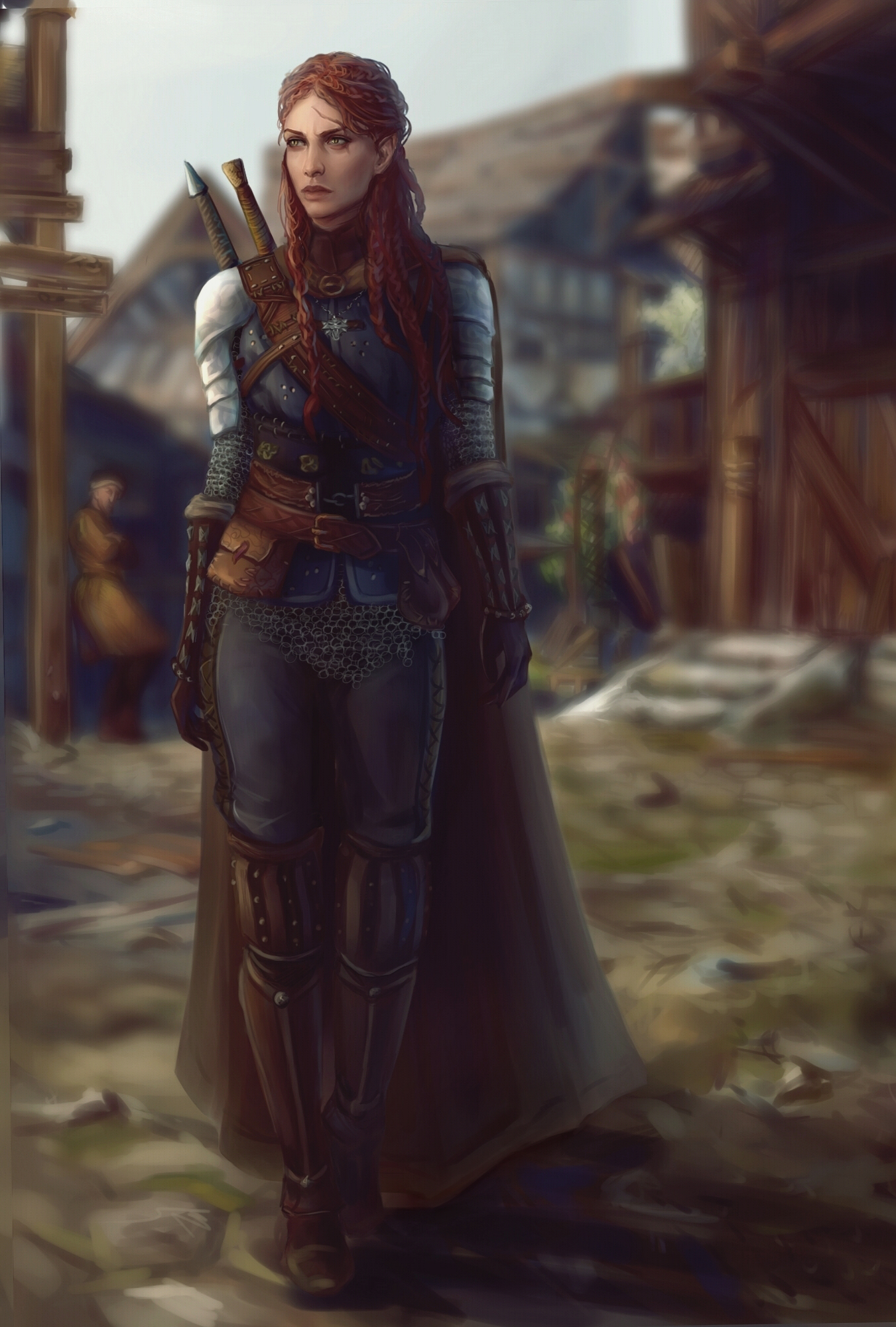 Village Woman Fantasy Art - HD Wallpaper 