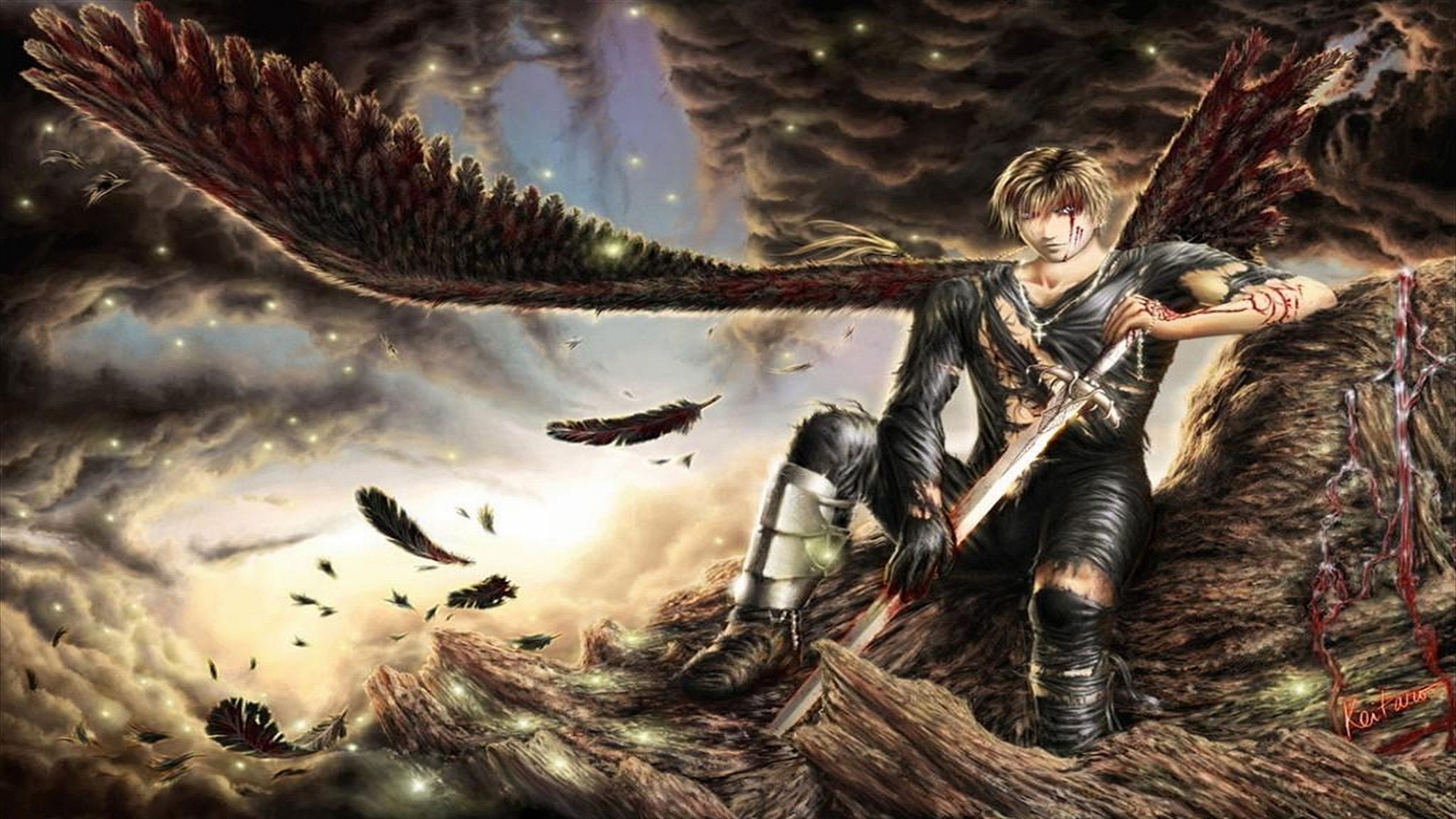 Fallen Angel One Wing - HD Wallpaper 