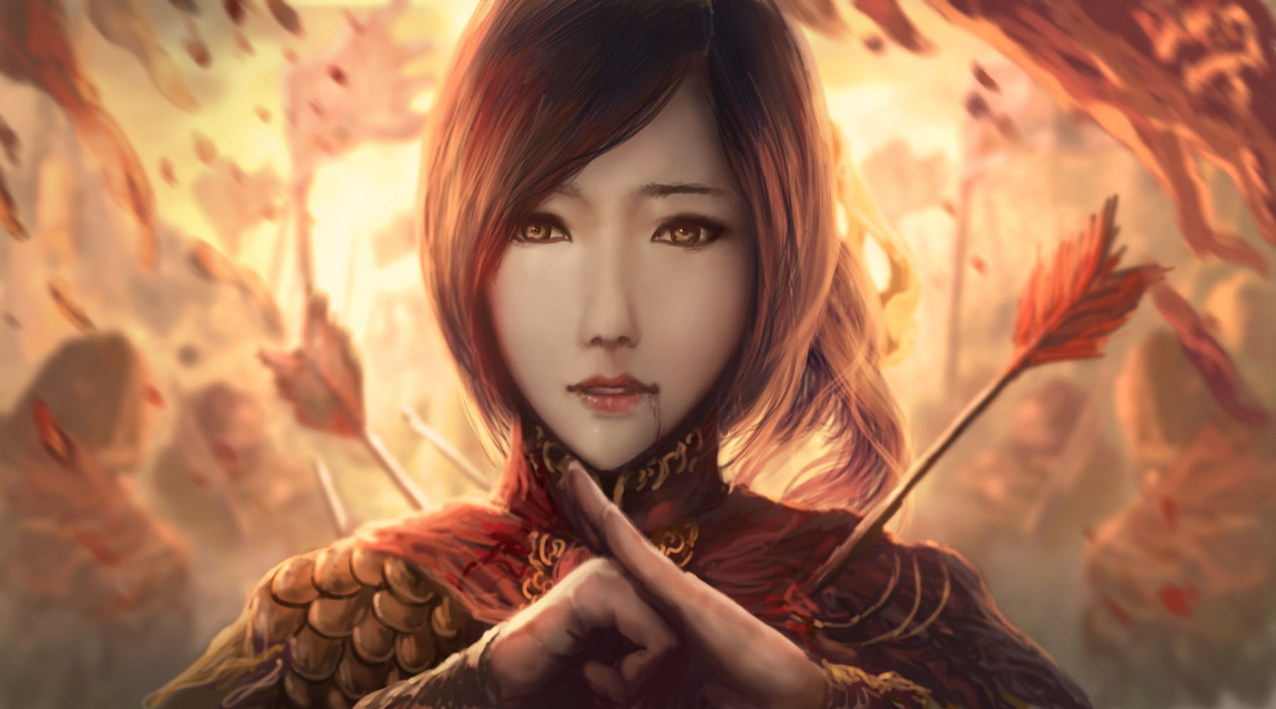 Warrior Anime Girl Art - HD Wallpaper 