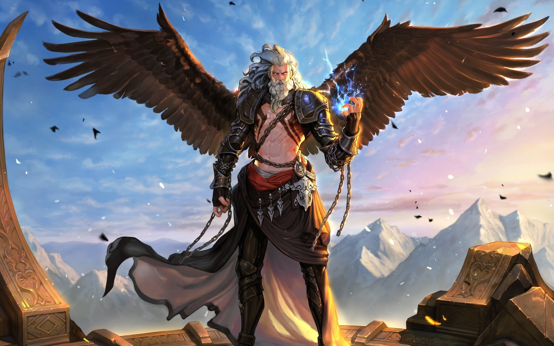 Fantasy, Angel, Warrior, Wings, Art, Wallpaper - Zeus Fantasy - HD Wallpaper 